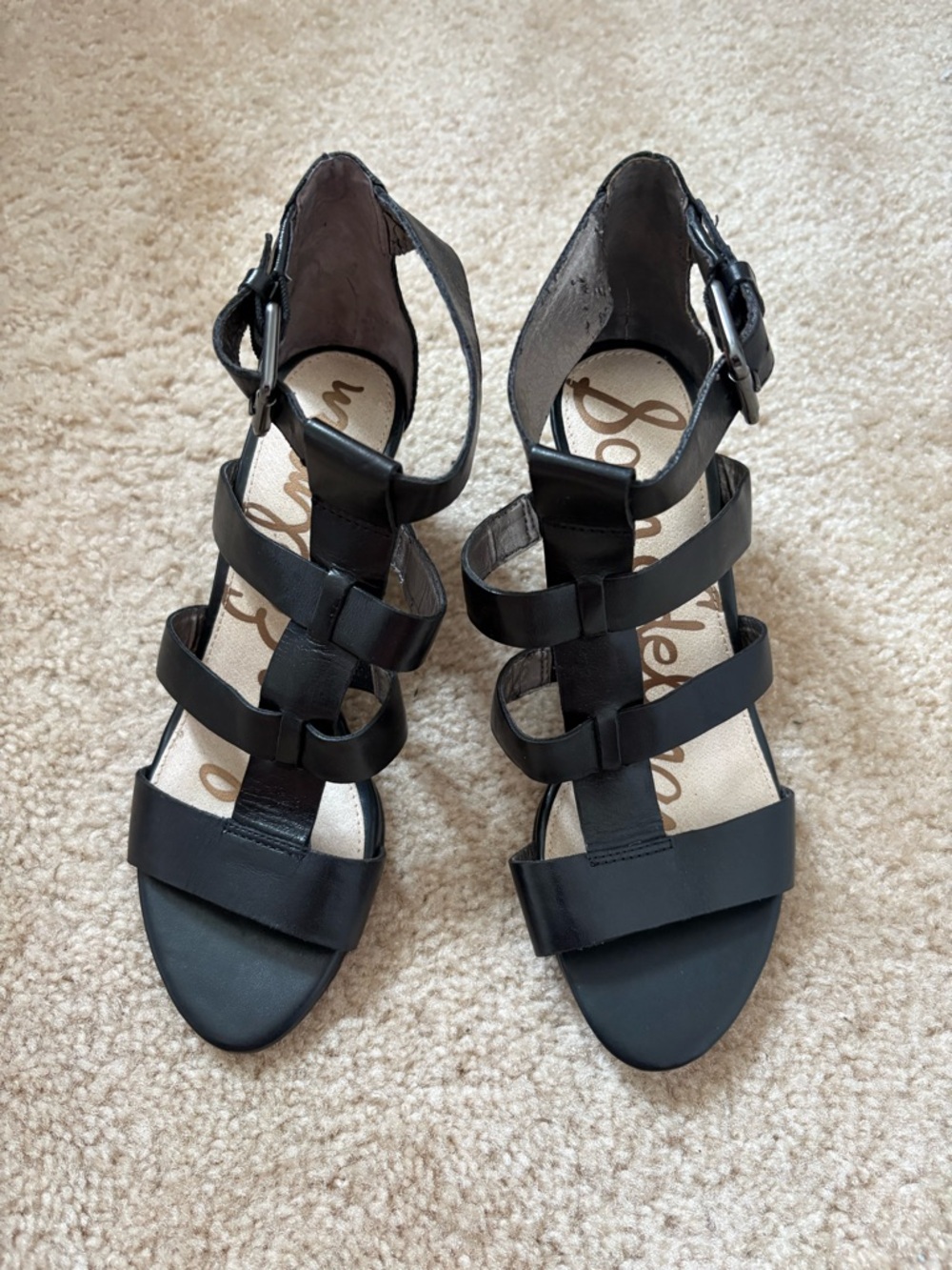 Sam Edelman Black Gladiator Multi-Strap Ankle Buckle Sandals